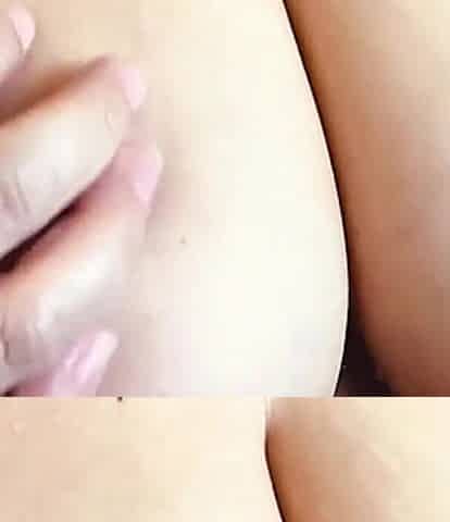 Rubbing His Cock on My Big Nipples His Precum Flowing
