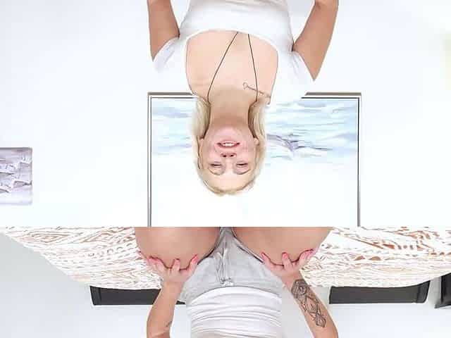 Strokies Freckled blonde Ellie Smoke strokes cock POV