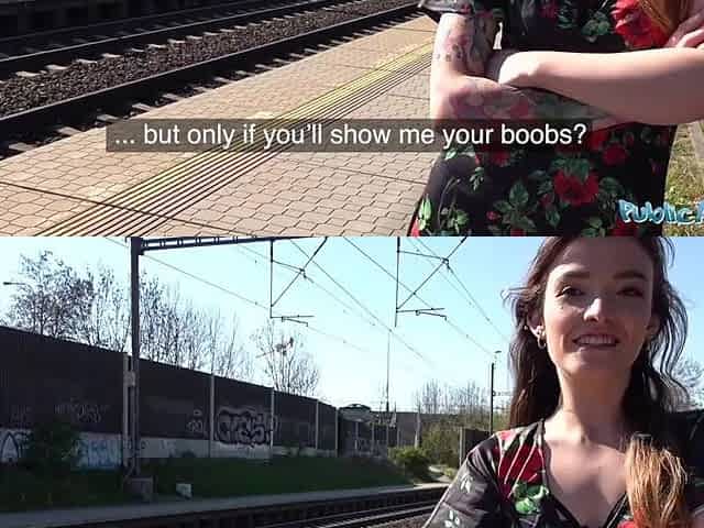 Public Agent Tattooed hot minx Kylie cums on knob