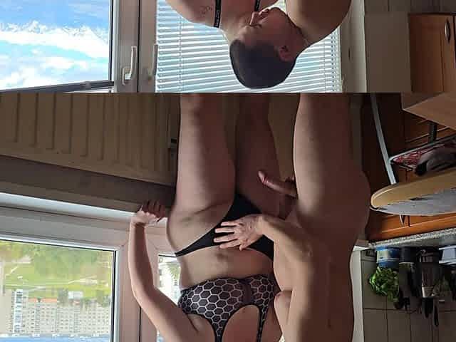Hot Couple Sex in the Kitchen - Horny Husband Fucks His Wife