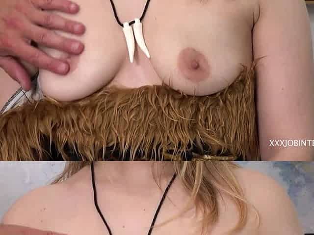 Cali Clover Interviews as Hawt Cave Woman Waitress and Shows Off Her Skills GIving Head and Anal