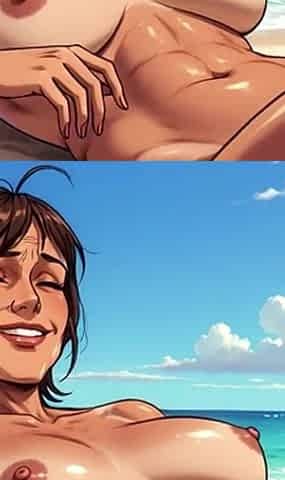 Ai Cartoon Women at Nude Beach