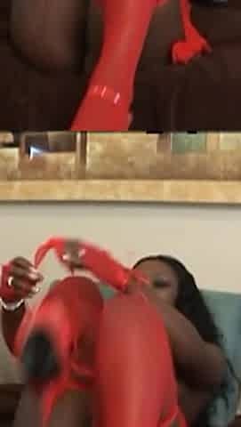 A Beautiful Ebony Chick in Red Lingerie Got Her Pussy Wildly Pounded by a BBC.