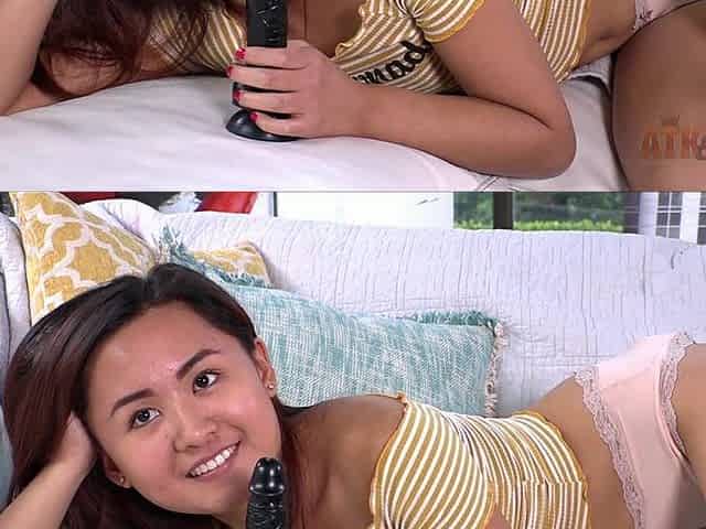 Elle gets in nature's garb and has joy with her little ebony toy