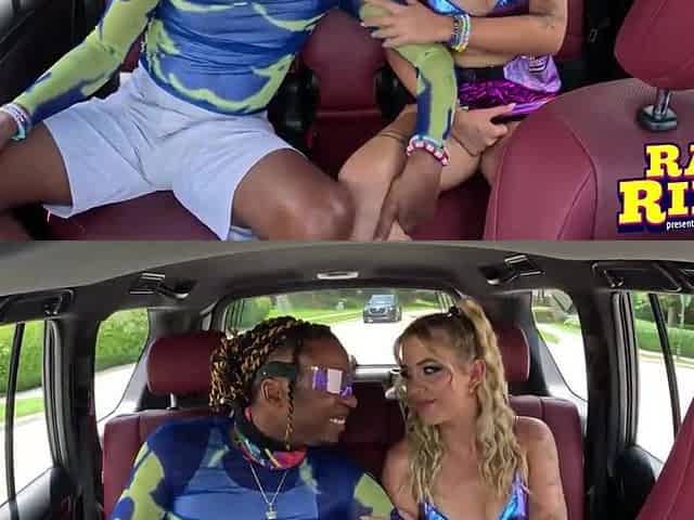 Blond Raver Sucks And Bangs Ebony Boyfriends' Knob In Ride Share BBC