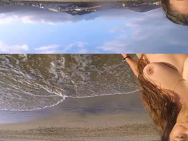 very hot masturbation in public on the beach / Miriam Prado