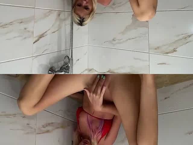 Hottie Slides Down Wet Floor