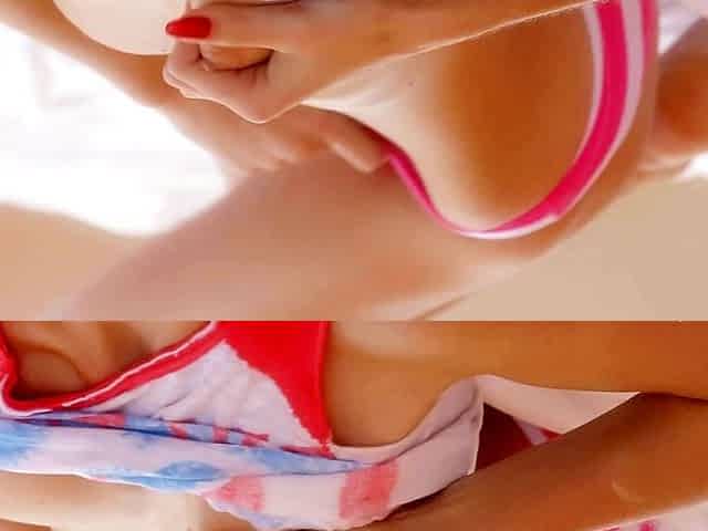 Sensual blonde cutie fingers wet pussy in solo