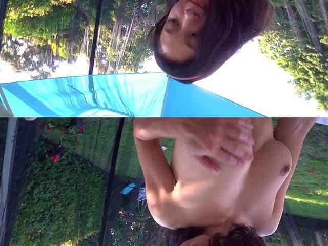 Brunette teen blowjob outdoor