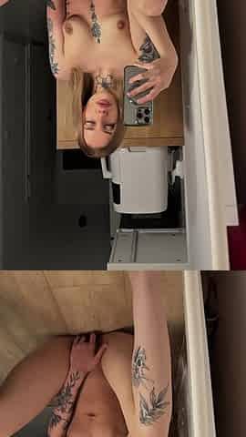 Masturbating in front of a mirror