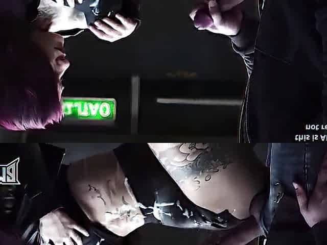 Sexy Tattooed Redhead Banged Hard in Subway by Stranger