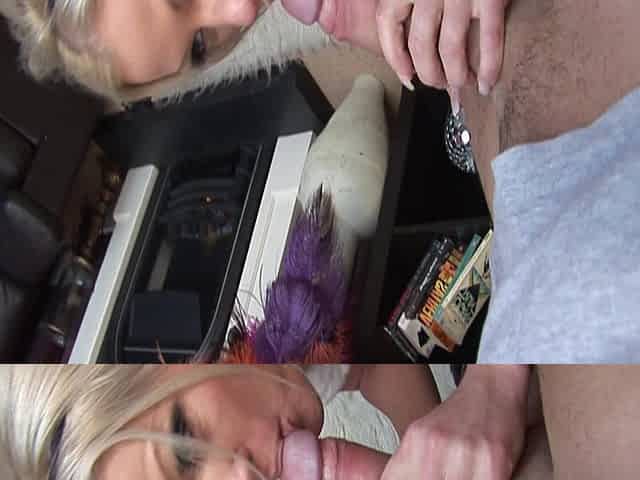 Elegant and Sexy Blonde MILF in Lingerie Enjoys Facial in the Office