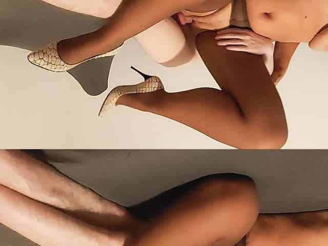 With Big Tits and Sexy Legs in Pantyhose and Heels Gets Fucked by Stepson