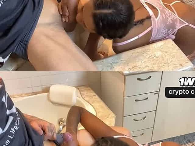 Step sis loves sucking a man meat - fledgling deep throat interracial!