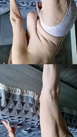 Hot GILF Teases You with Her Huge Tits and Takes off Her Silky White Lingerie to Reveal Her Mature Pussy