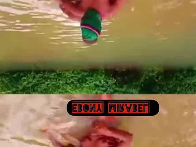 Housewife play love in the river with her sugar hunk
