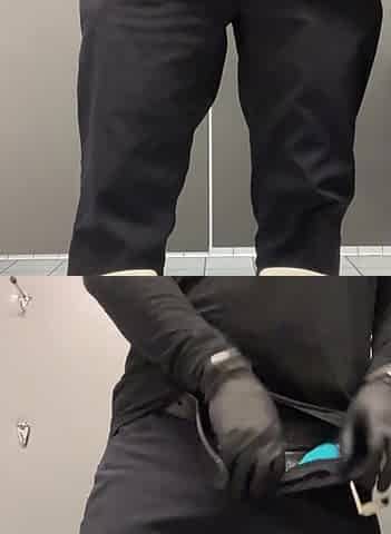 Public restroom changing panties decided to drain the weenie real quick