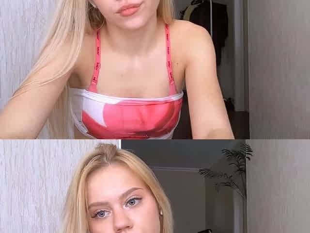 Blonde Babe Teases in Pink Top
