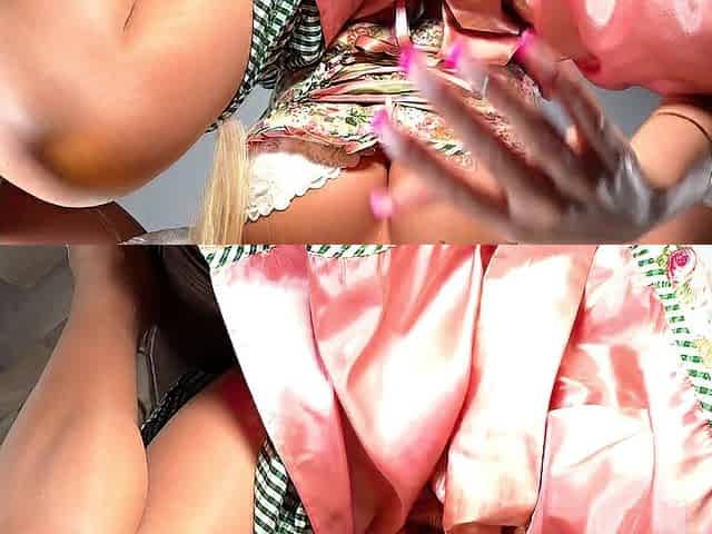 Oktoberfest Ripped Nylon Footjob with Dirndl and Lengthy Toenails Ends with Cum on Soles