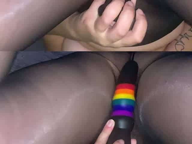 I Fuck My Pussy in Black Pantyhose and a Huge Dildo