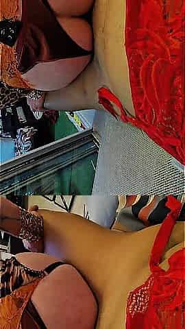 Sissy lola monte sur le joli sexe de sa maitresse Stessy avec sa culotte Satin
