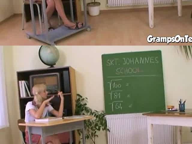 Schoolgirl doxy screws her trainer in fetish scene