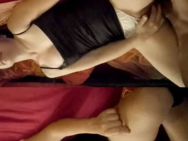 1560 (06) - French Slut, Satin Dress, Garter Belt, Panties, Stockings and Heels, Doggy