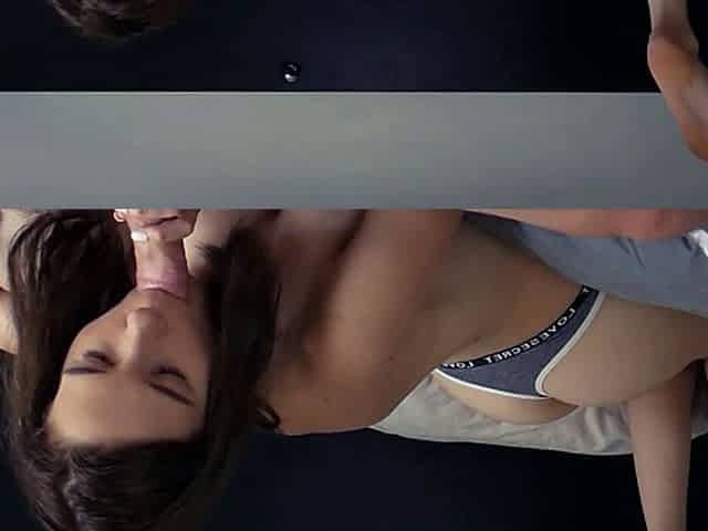Amateur teen giving her boyfriend a blowjob and handjob