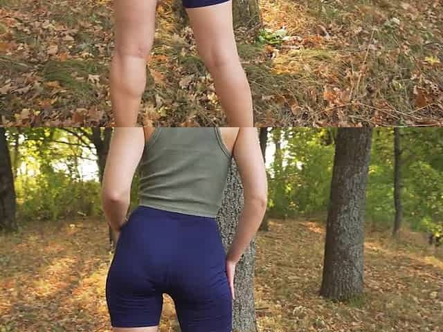 Sexy Beauty With Wonderful Booty Showing Off Her Visible Panty Line Outdoor