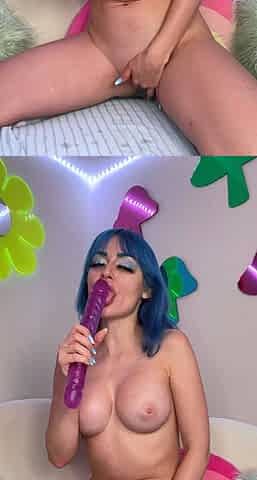 Masturbating loving babe solo toy plays with enthusiasm