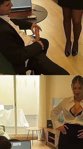 Office Threesome - Two Secretaries Fuck Their Boss