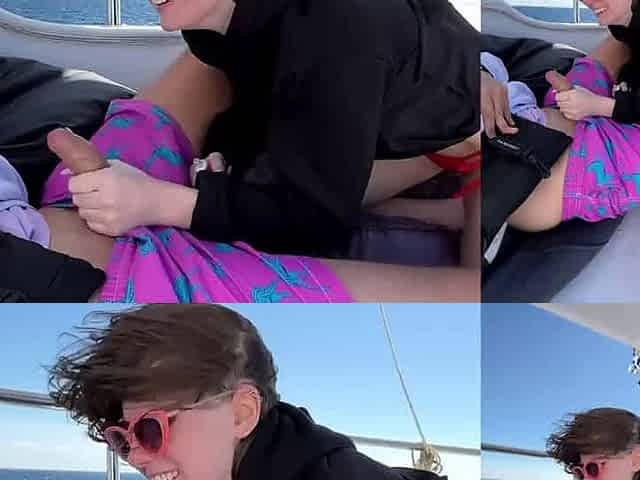 Sexy yacht cruise leads to public fellatio and creampie - 18yo hottie!