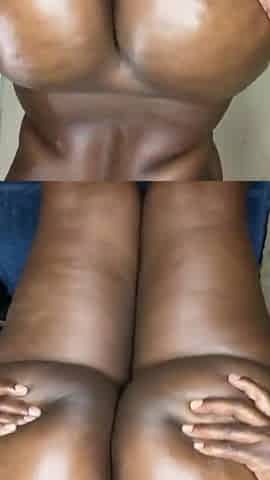 Amateur Black Bubble Ass showing off her large ebony round butt