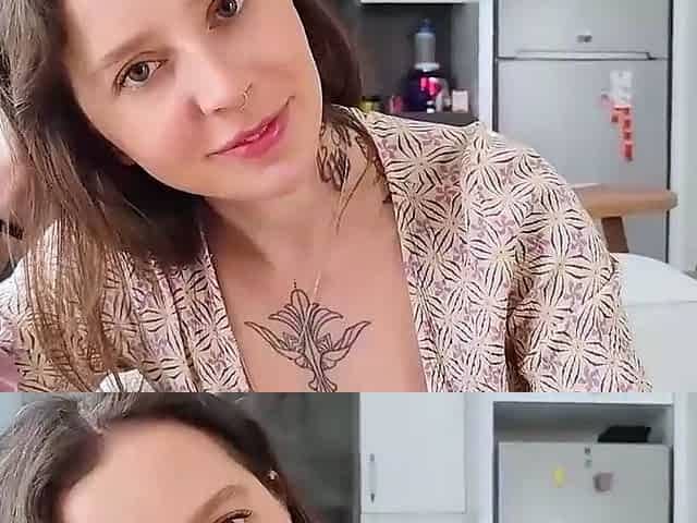 Amateur babe demonstrates off her yam-sized clit to him