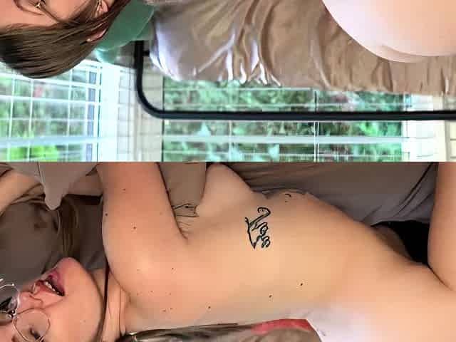 Redhead teen fucks in stockings