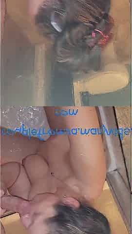 Sucking hubby's schlong in the shower