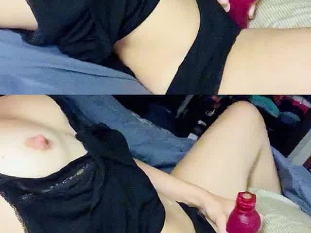 Blonde tight pussy babe solo toy fun in glamour masturbation