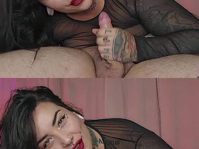 Red Lipped Dahlia Gets a Large Load on her BUSH!