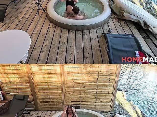 HomemadeXXX - Moist Olivia Sparkle Dicked in Outdoor Jacuzzi Tub in Weekend Cottage