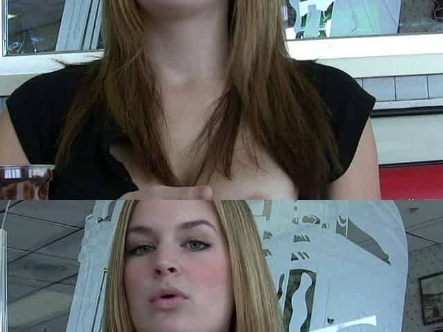 Cute blonde with big boobs solo