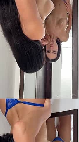 Blowjob in the Mirror with Oiled Boobs & Pussy Play
