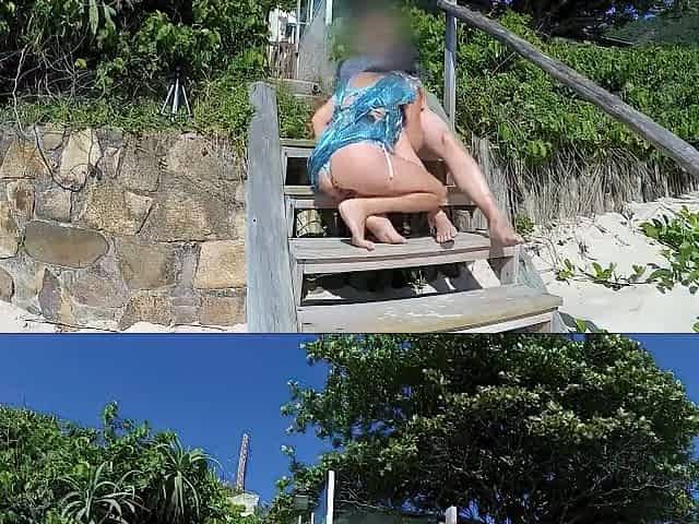 mother I'd like to fuck sucks and supplicates for anal invasion on a public beach
