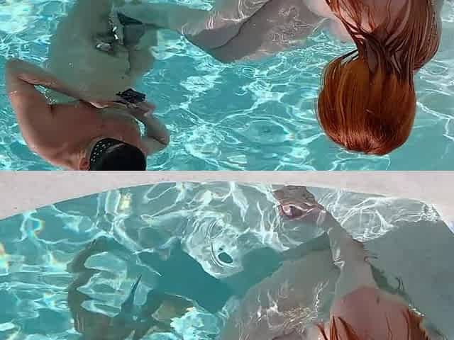 Curvy Ginger Redhead Underwater Footjob and Juicy Hairjob - Cum on Lengthy Hair