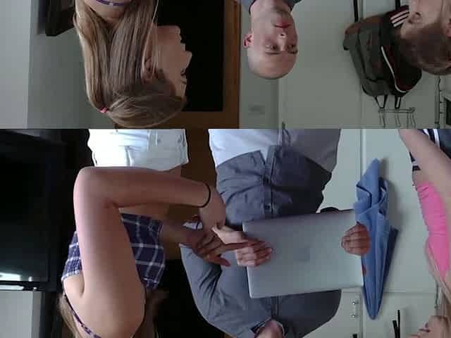 Two blonde stepsisters offering pussy
