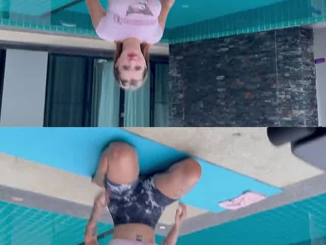 Sexy Fit Buxom Blonde PAWG Let Her Step-bro Fuck Her Hard During Her Workout By the Pool
