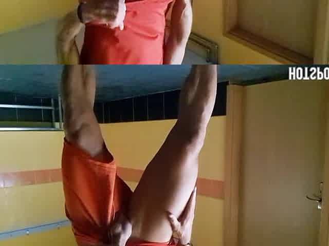 Spitting and Masturbating in a Public Bath with Music in the Background - Hotsportfitboy