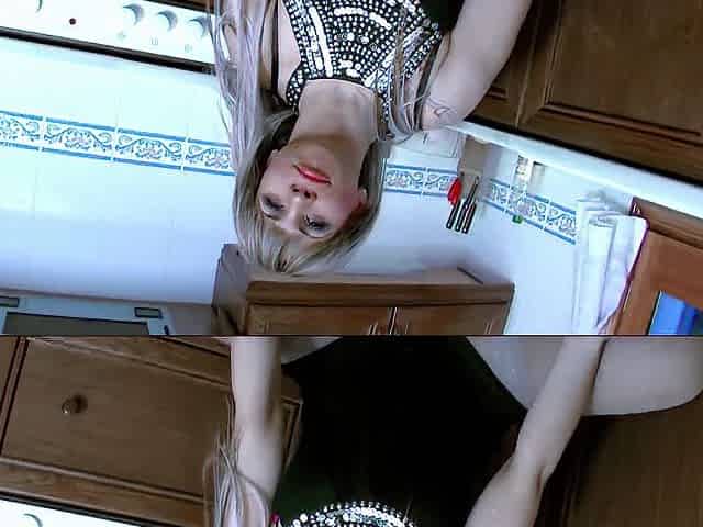 Giuliana: Lewd Blond with Large Breasts Giuliana Doing a Disrobe in the Kitchen