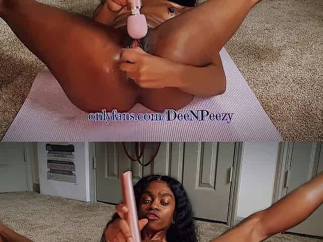 Sexy Fit Black Stretching Then Squirts and Creams
