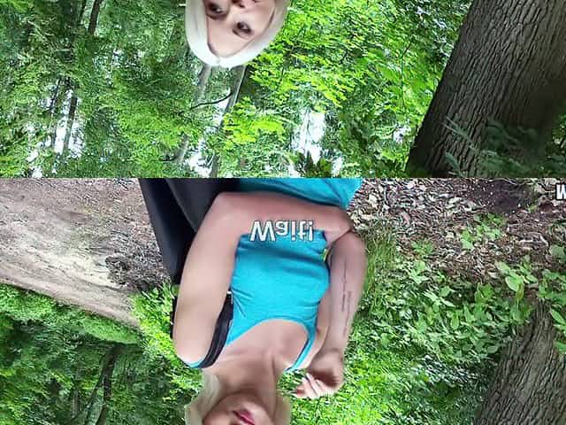 Beautiful Euro babe takes the money and has sex deep in the woods