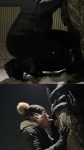 Sucking Cock and Getting Tits Frosted in 0 Degrees